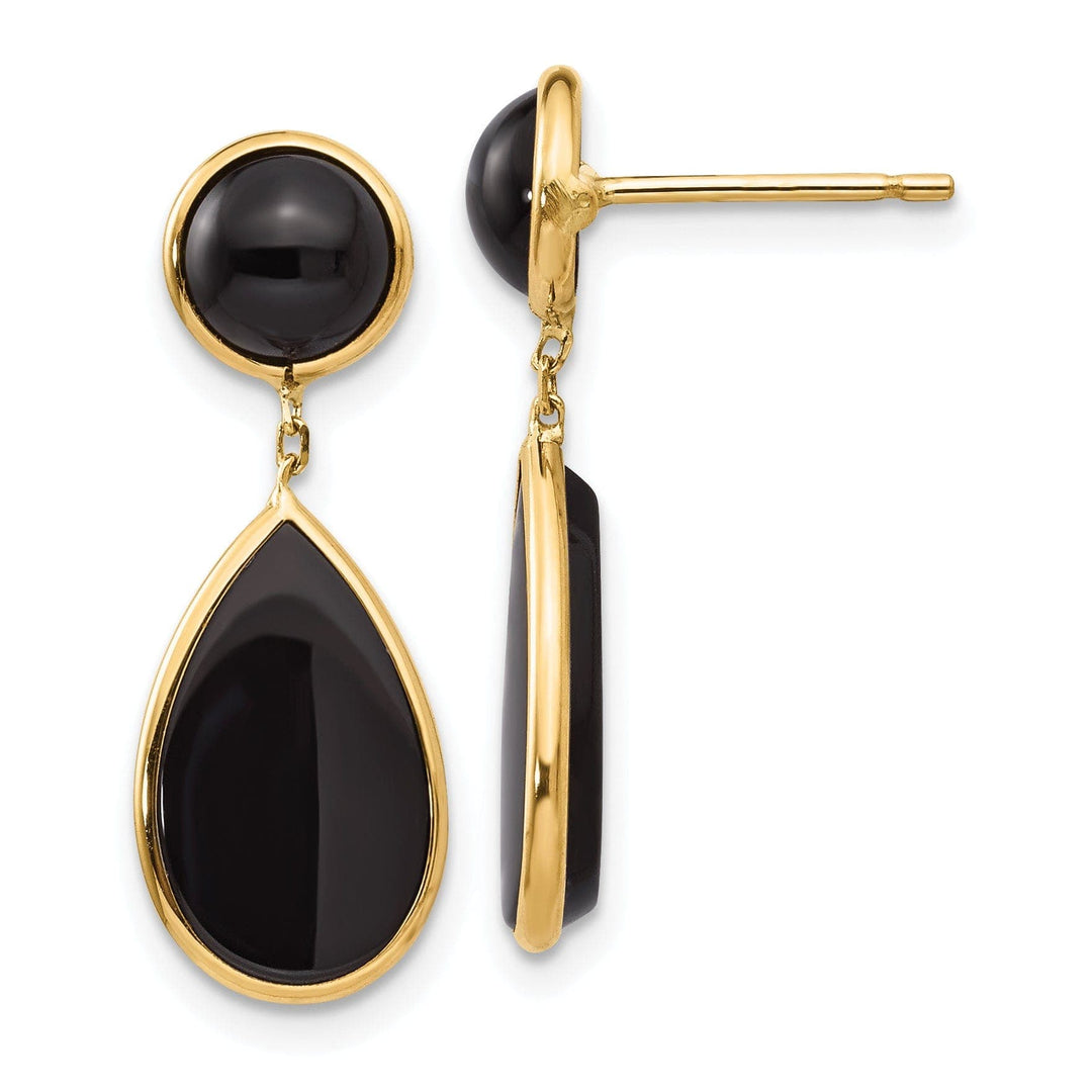 Lovely Rita's Earrings 14k Yellow Gold Polished Onyx Teardrop Earrings
