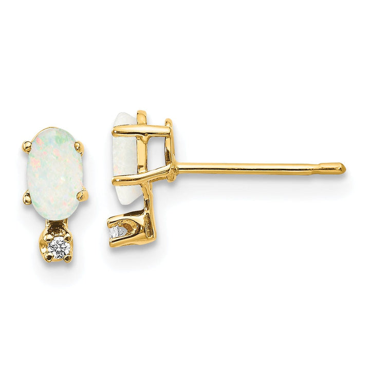 Lovely Rita's Earrings 14k Yellow Gold Polished Opal Birthstone Earrings
