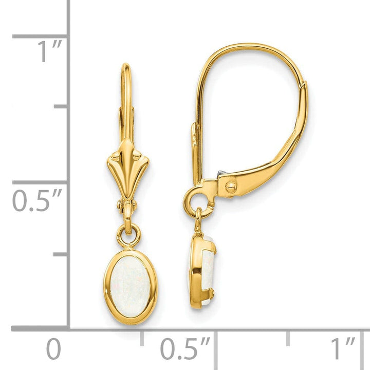 Lovely Rita's Earrings 14k Yellow Gold Polished Opal Birthstone Earrings