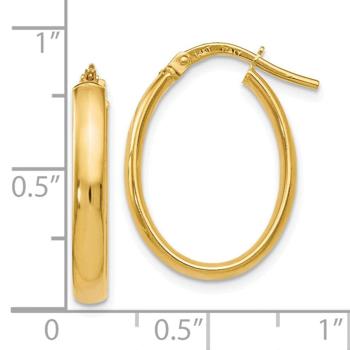 Lovely Rita's Earrings 14k Yellow Gold Polished Oval Hoop Earrings