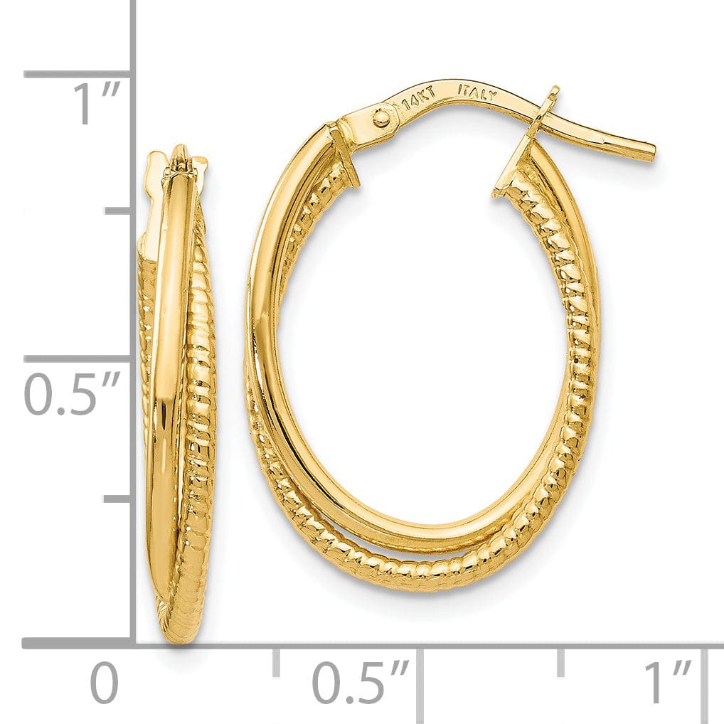 Lovely Rita's Earrings 14k Yellow Gold Polished Oval Hoop Earrings