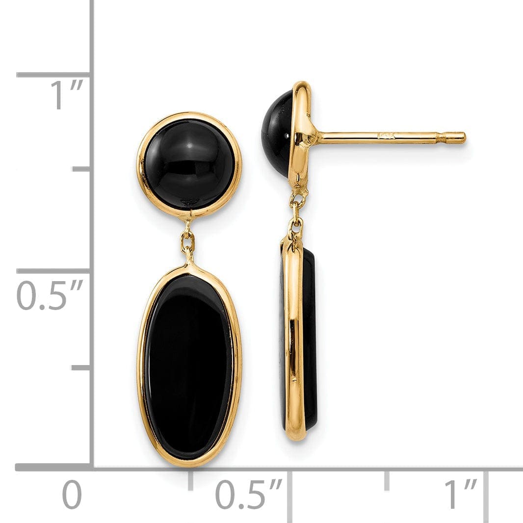 Lovely Rita's Earrings 14k Yellow Gold Polished Oval Onyx Post Earrings