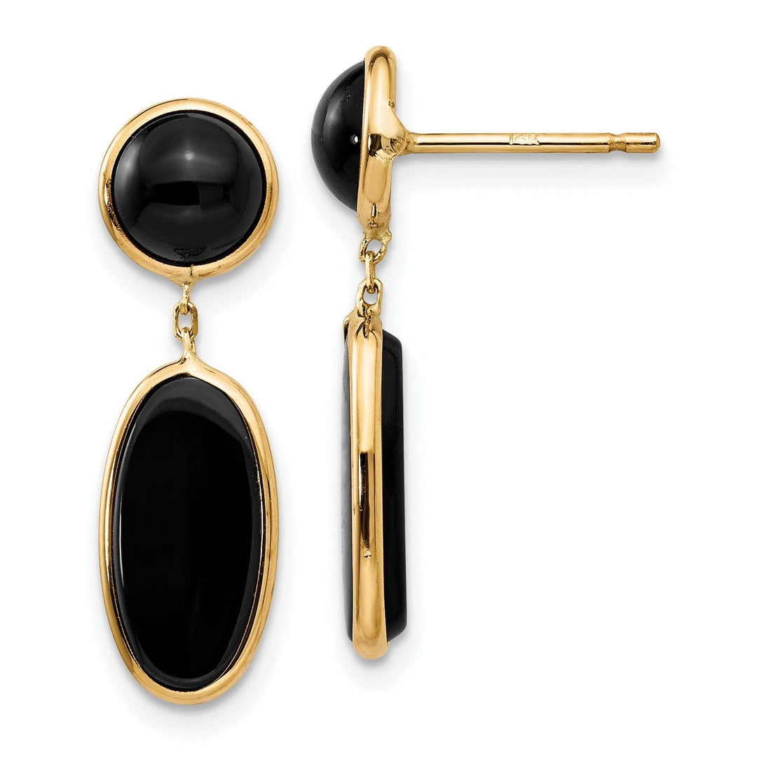 Lovely Rita's Earrings 14k Yellow Gold Polished Oval Onyx Post Earrings