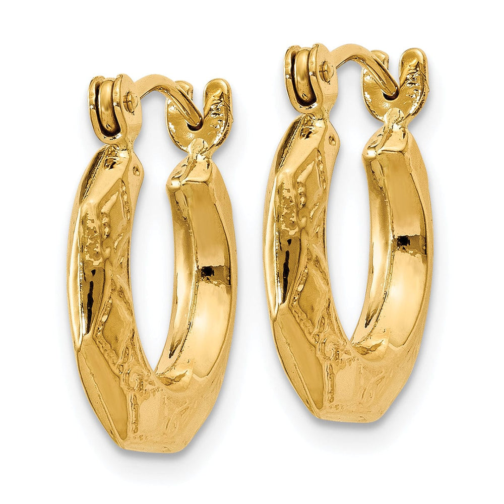 Lovely Rita's Earrings 14k Yellow Gold Polished Patterned Hollow Hoops
