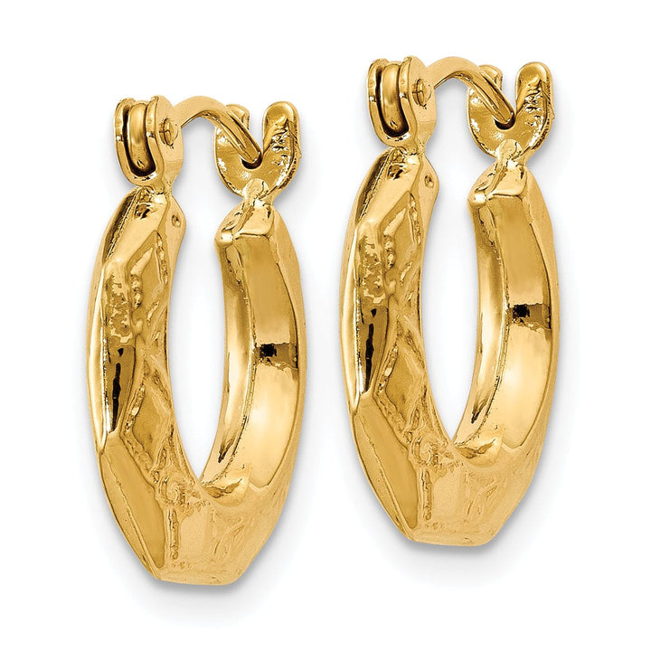 Lovely Rita's Earrings 14k Yellow Gold Polished Patterned Hollow Hoops