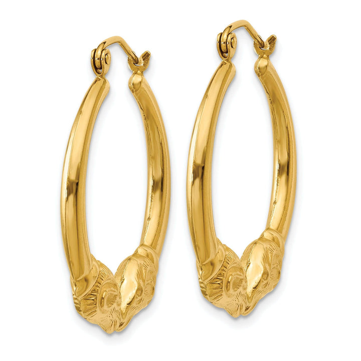 Lovely Rita's Earrings 14k Yellow Gold Polished Ram Hoop Earrings