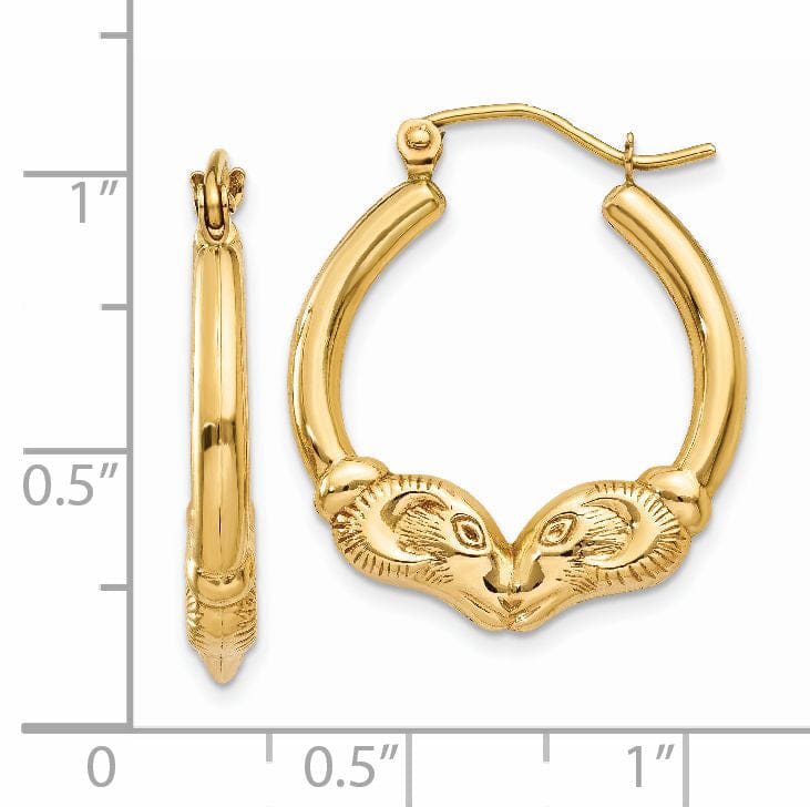 Lovely Rita's Earrings 14k Yellow Gold Polished Ram Hoop Earrings
