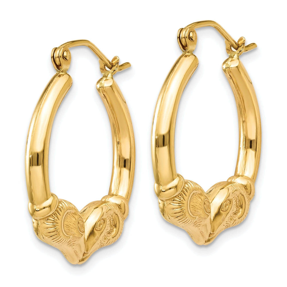 Lovely Rita's Earrings 14k Yellow Gold Polished Ram Hoop Earrings