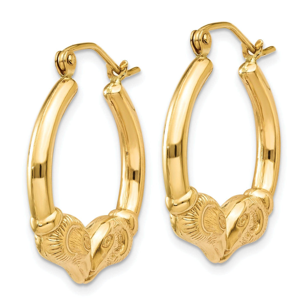 Lovely Rita's Earrings 14k Yellow Gold Polished Ram Hoop Earrings