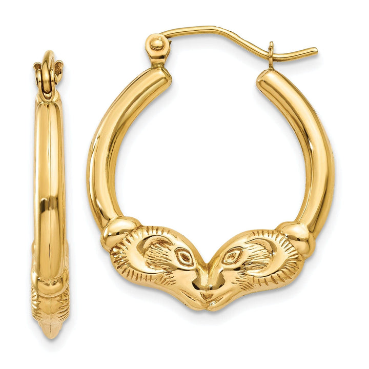 Lovely Rita's Earrings 14k Yellow Gold Polished Ram Hoop Earrings