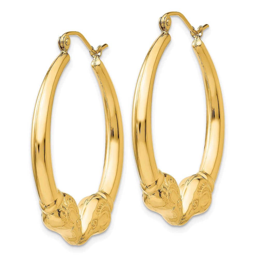 Lovely Rita's Earrings 14k Yellow Gold Polished Ram Hoop Earrings