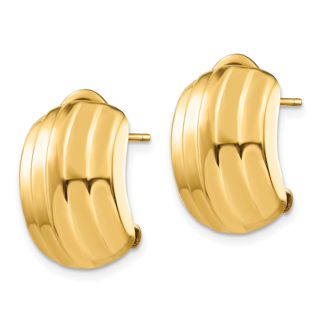 Lovely Rita's Earrings 14k Yellow Gold Polished Ribbed Omega Back Post Earrings