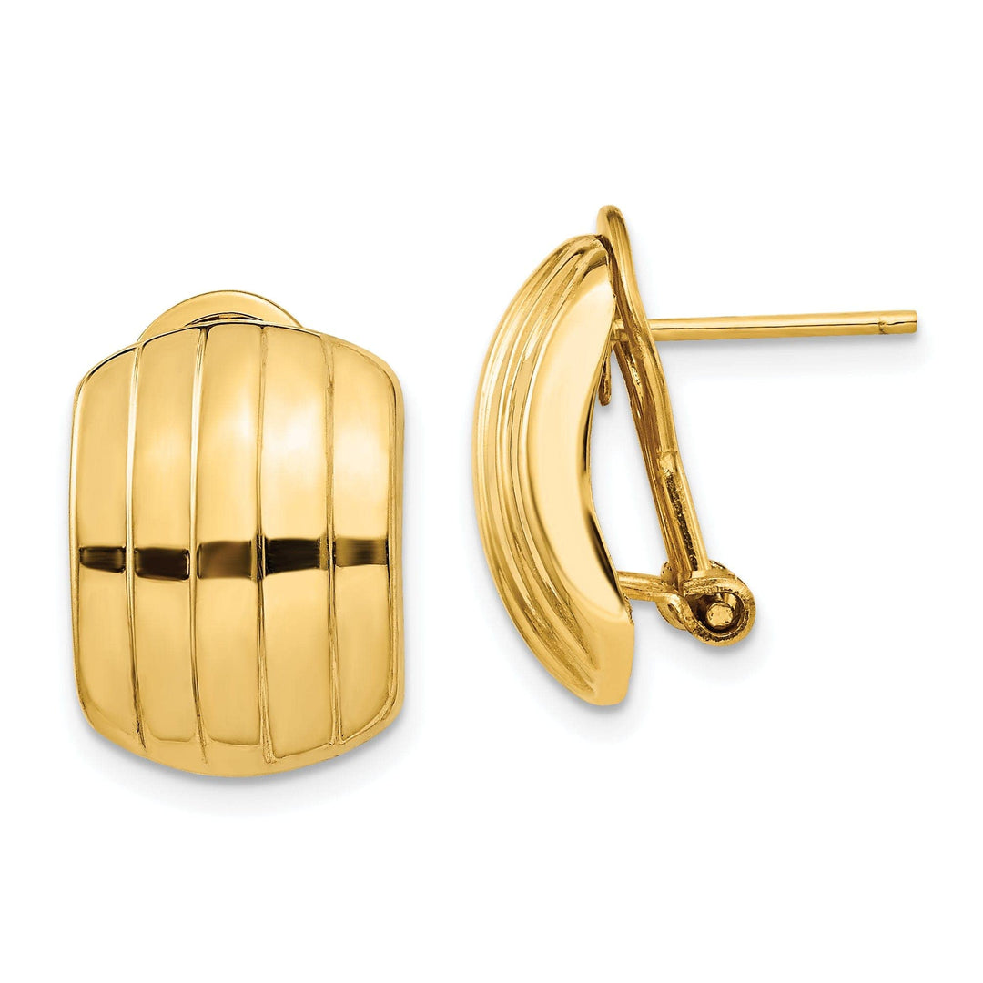 Lovely Rita's Earrings 14k Yellow Gold Polished Ribbed Omega Back Post Earrings