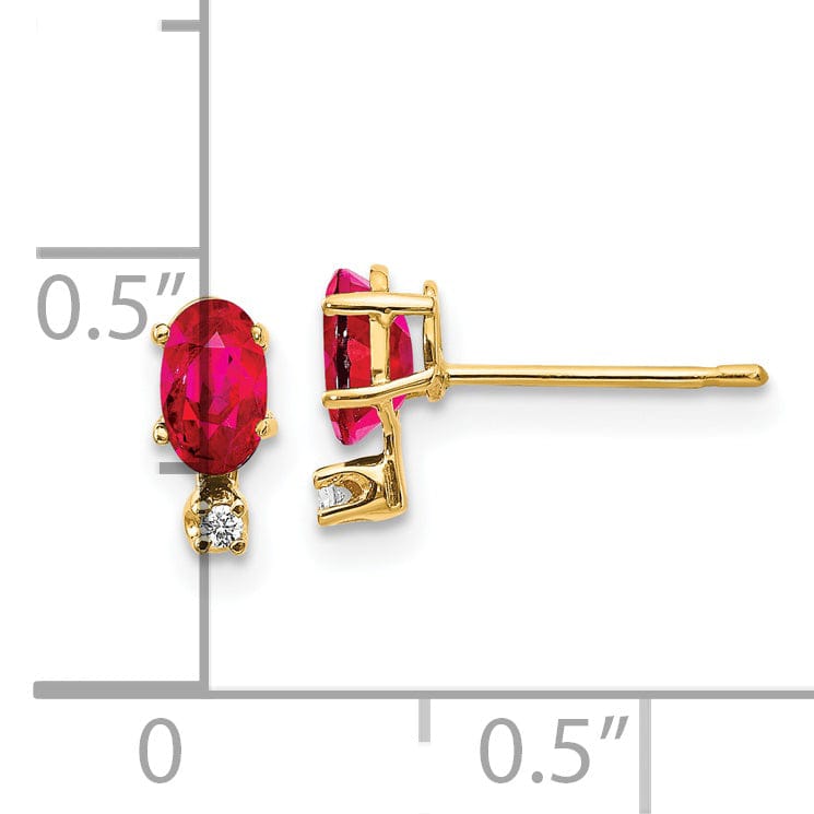 Lovely Rita's Earrings 14k Yellow Gold Polished Ruby Birthstone Earrings