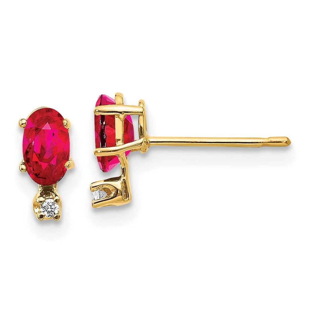 Lovely Rita's Earrings 14k Yellow Gold Polished Ruby Birthstone Earrings