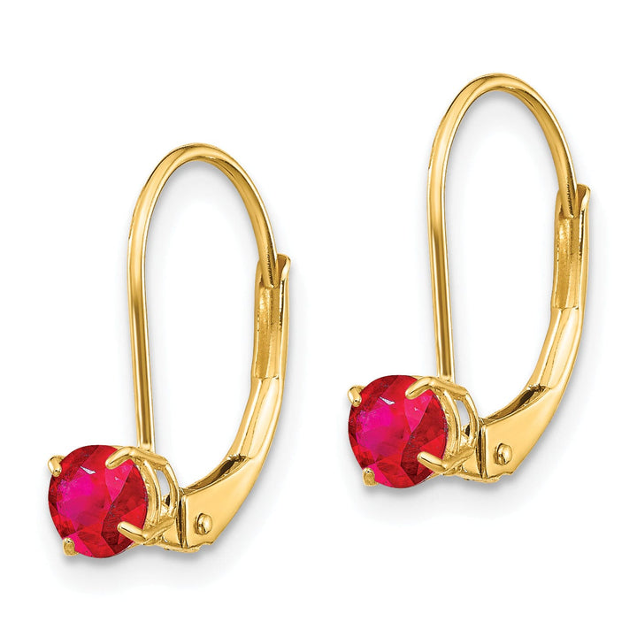 Lovely Rita's Earrings 14k Yellow Gold Polished Ruby Birthstone Earrings