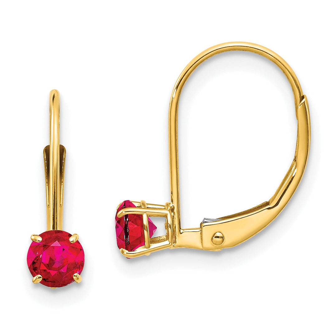 Lovely Rita's Earrings 14k Yellow Gold Polished Ruby Birthstone Earrings