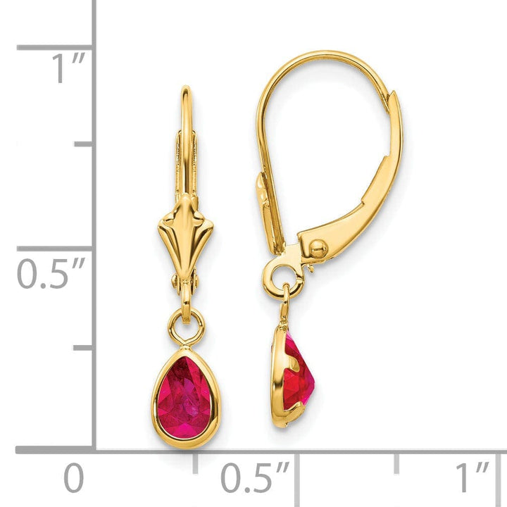 Lovely Rita's Earrings 14k Yellow Gold Polished Ruby Birthstone Earrings