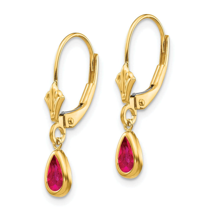 Lovely Rita's Earrings 14k Yellow Gold Polished Ruby Birthstone Earrings