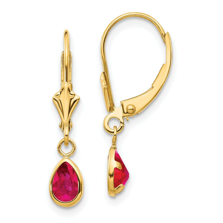 Lovely Rita's Earrings 14k Yellow Gold Polished Ruby Birthstone Earrings