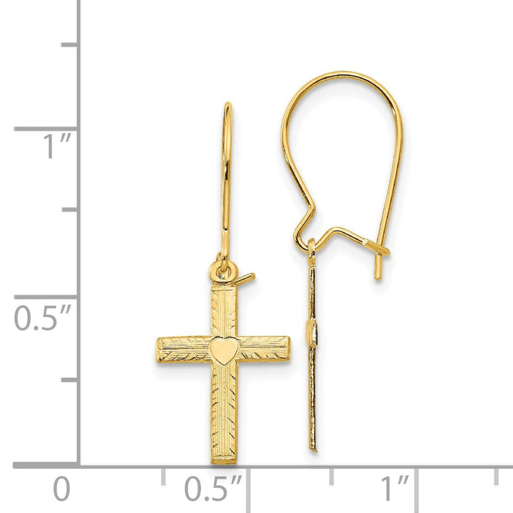 Lovely Rita's Earrings 14k Yellow Gold Polished Satin Cross Earrings