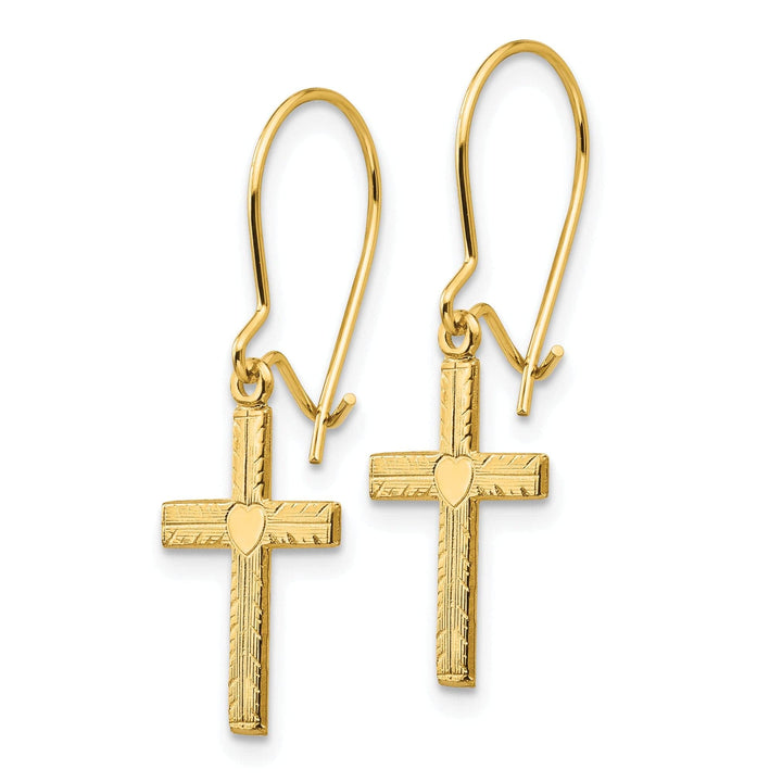 Lovely Rita's Earrings 14k Yellow Gold Polished Satin Cross Earrings