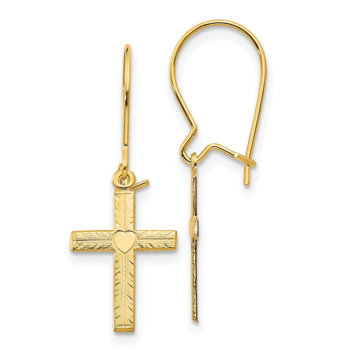 Lovely Rita's Earrings 14k Yellow Gold Polished Satin Cross Earrings