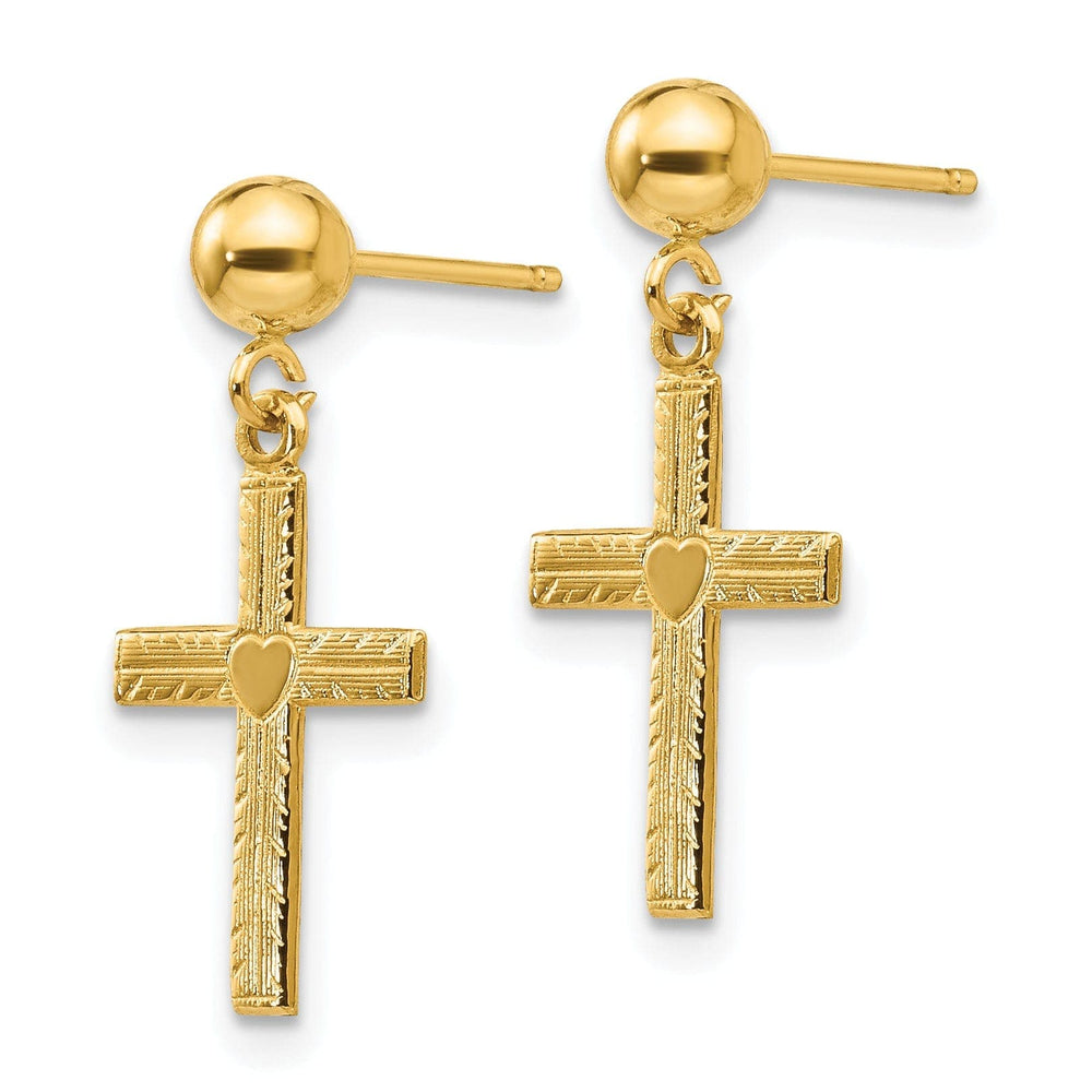 Lovely Rita's Earrings 14k Yellow Gold Polished Satin Cross Earrings
