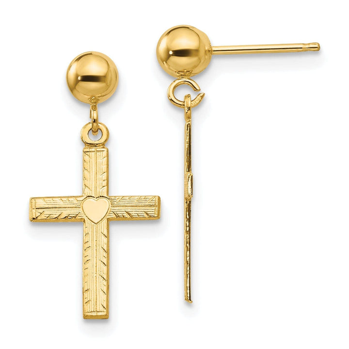 Lovely Rita's Earrings 14k Yellow Gold Polished Satin Cross Earrings
