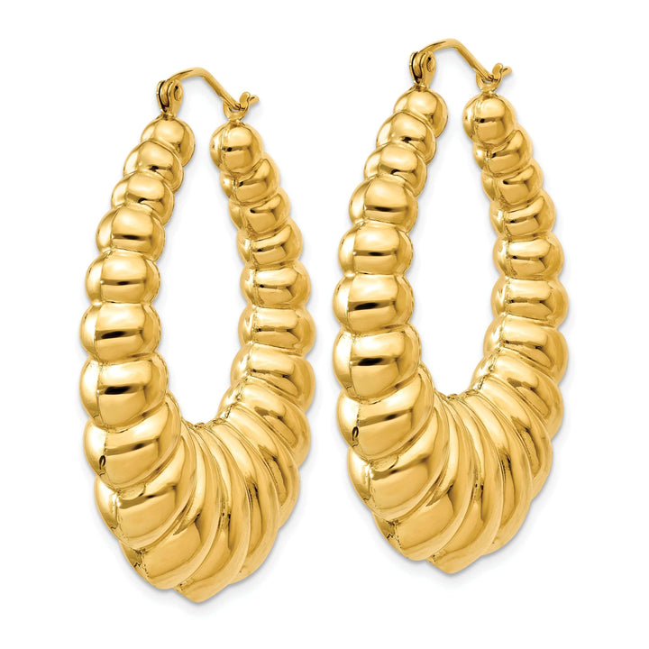 Lovely Rita's Earrings 14k Yellow Gold Polished Scalloped Hoop Earrings