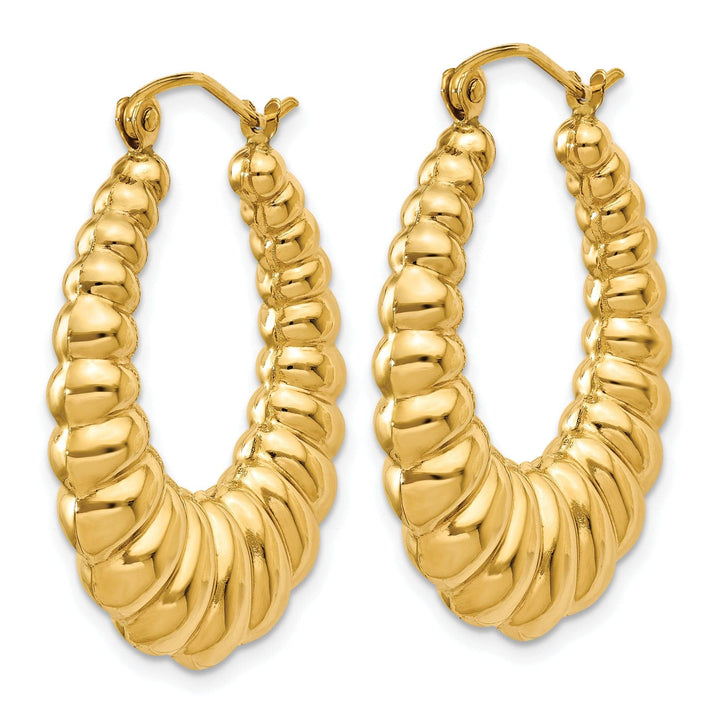Lovely Rita's Earrings 14k Yellow Gold Polished Scalloped Hoop Earrings