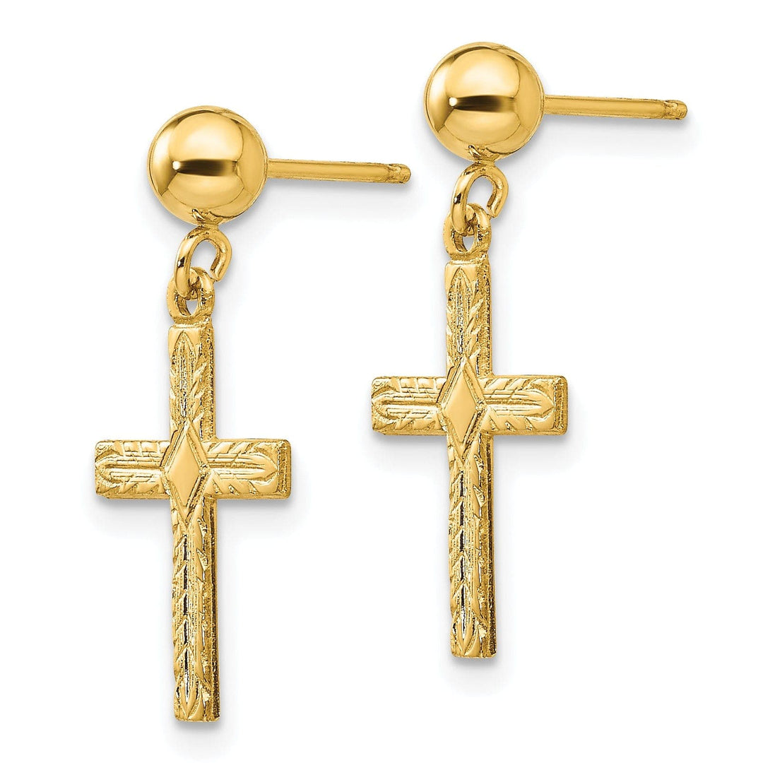 Lovely Rita's Earrings 14k Yellow Gold Polished Textured Cross Earrings