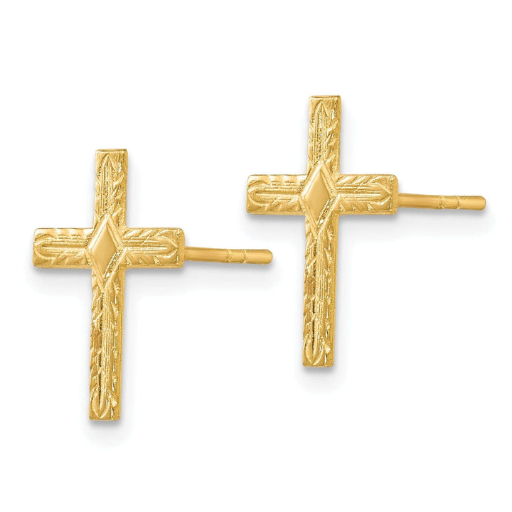 Lovely Rita's Earrings 14k Yellow Gold Polished Textured Cross Earrings