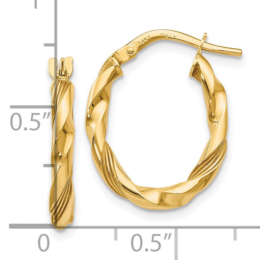 Lovely Rita's Earrings 14k Yellow Gold Polished Textured Hoop Earrings