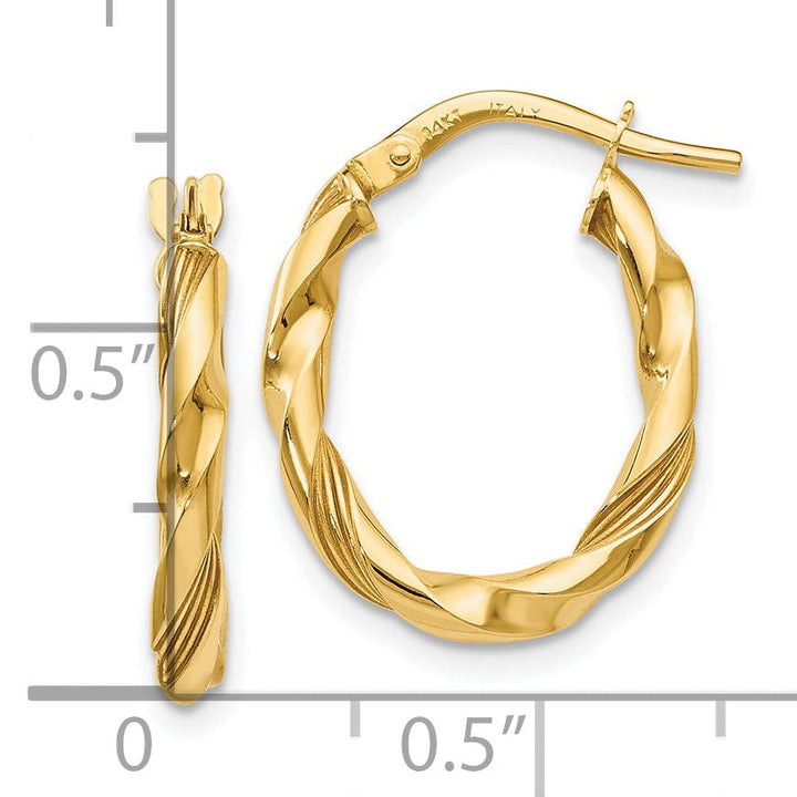 Lovely Rita's Earrings 14k Yellow Gold Polished Textured Hoop Earrings