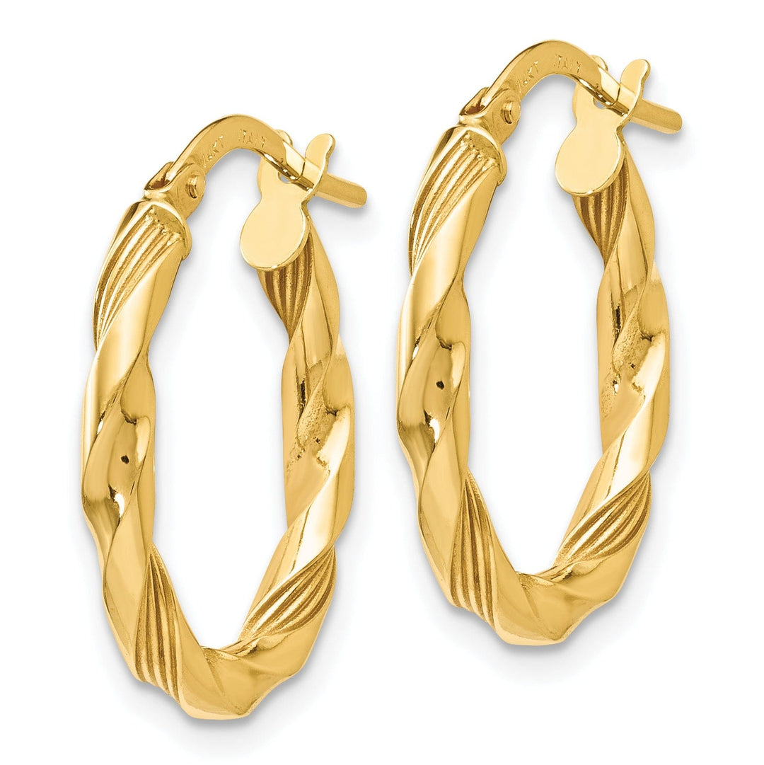 Lovely Rita's Earrings 14k Yellow Gold Polished Textured Hoop Earrings