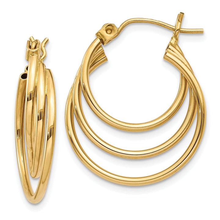 Lovely Rita's Earrings 14k Yellow Gold Polished Triple Hoop Earrings