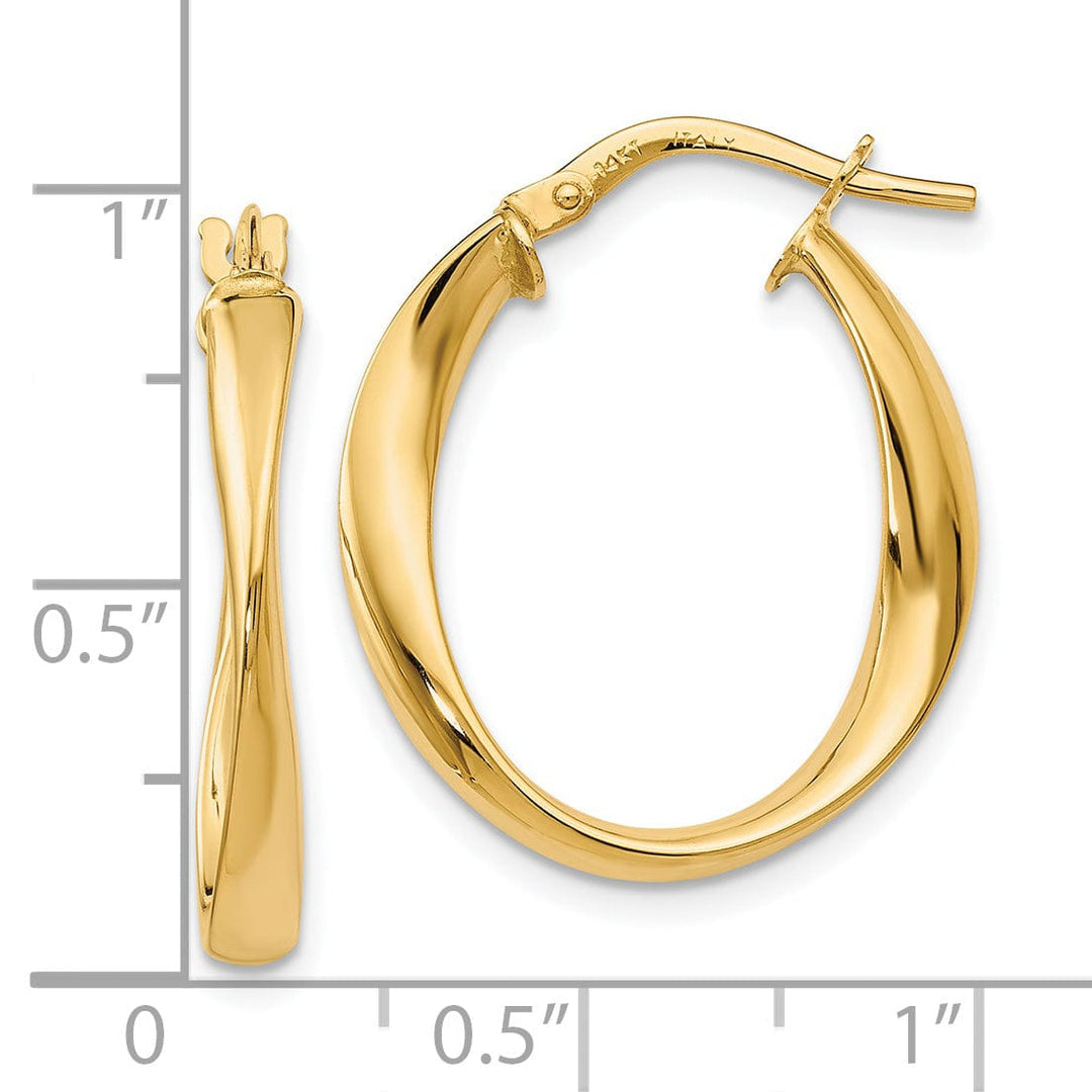 Lovely Rita's Earrings 14k Yellow Gold Polished Twisted Design Hoop Earrings