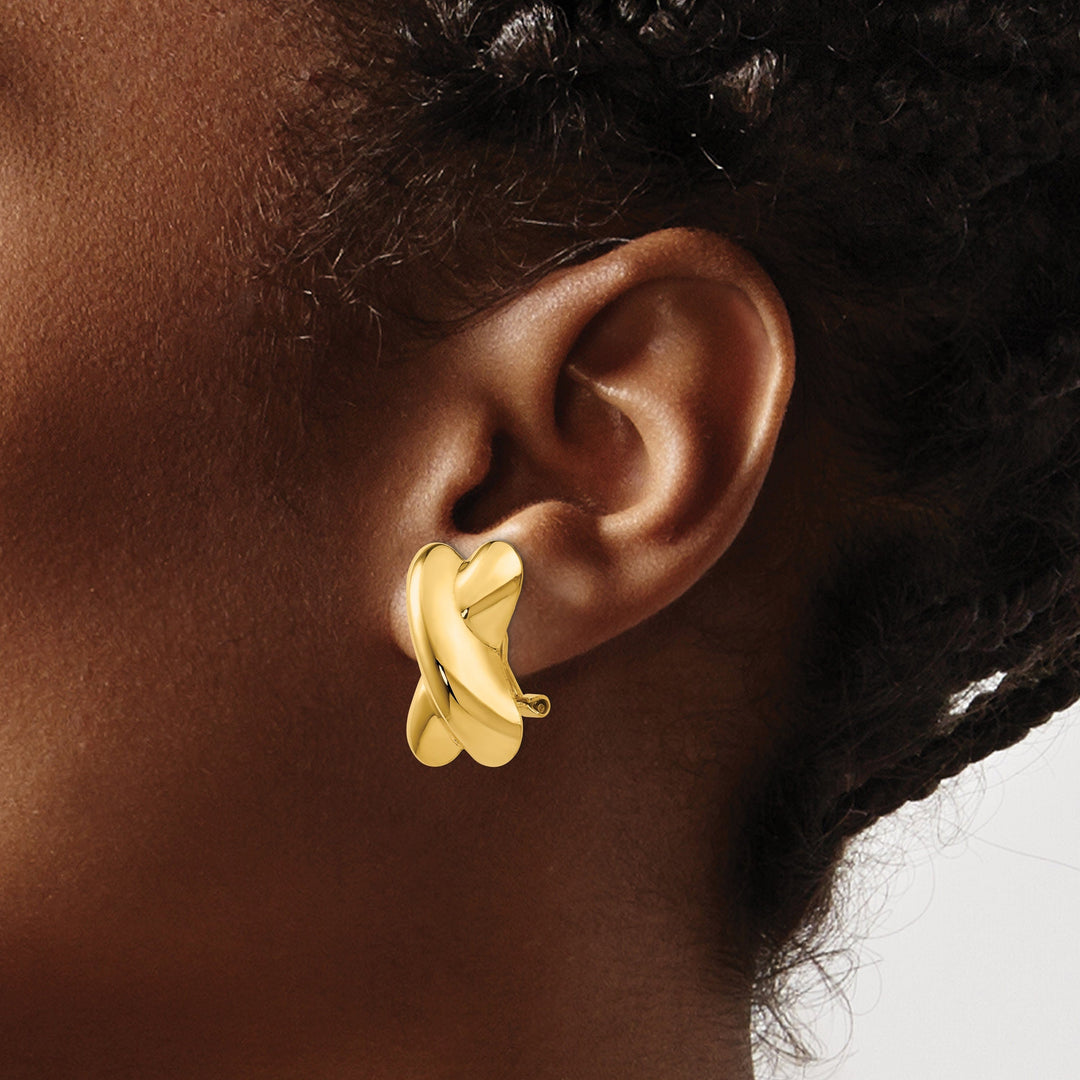 Lovely Rita's Earrings 14k Yellow Gold Polished X Omega Back Post Earring