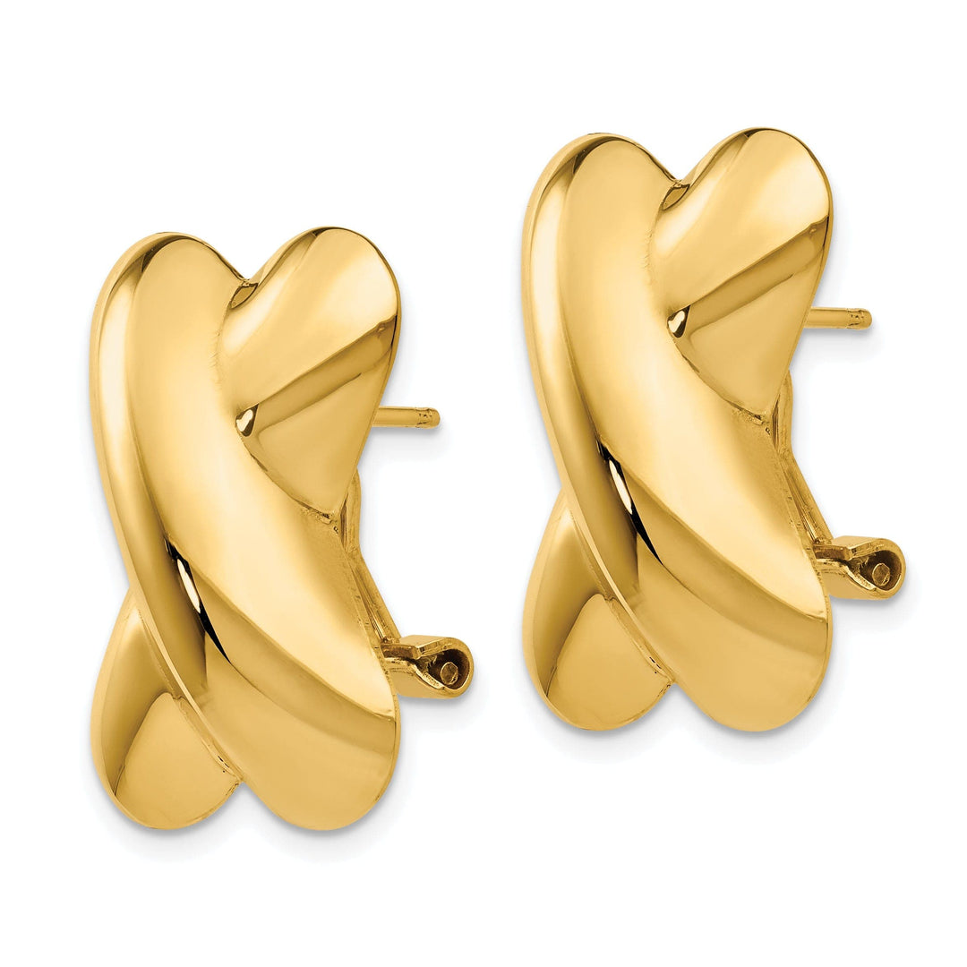 Lovely Rita's Earrings 14k Yellow Gold Polished X Omega Back Post Earring