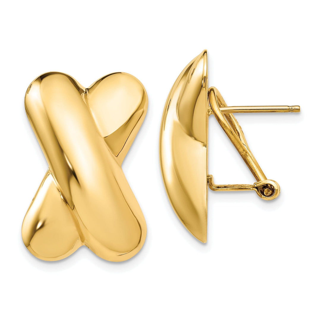 Lovely Rita's Earrings 14k Yellow Gold Polished X Omega Back Post Earring