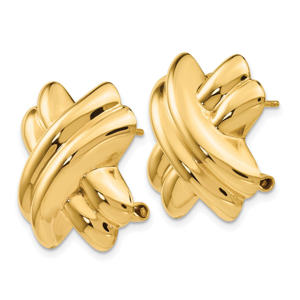 Lovely Rita's Earrings 14k Yellow Gold Polished X Omega Back Post Earring