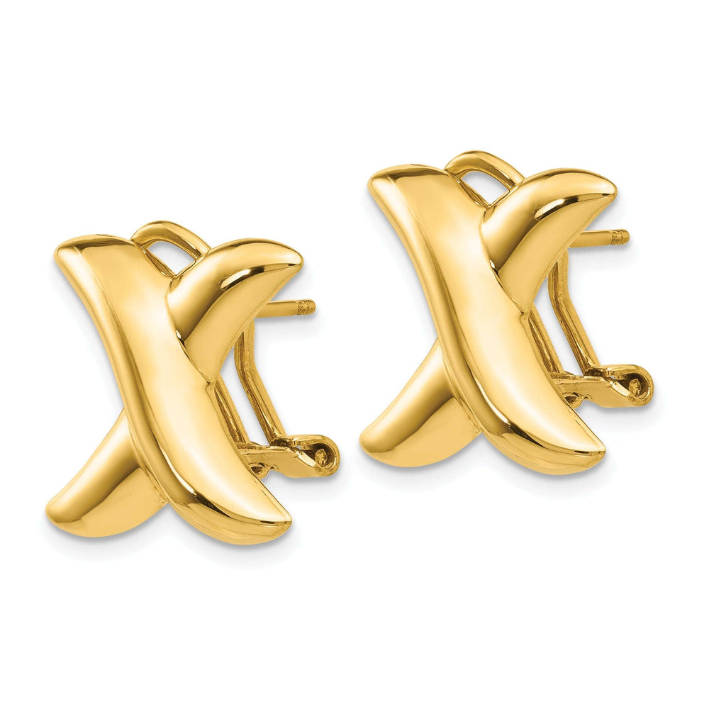 Lovely Rita's Earrings 14k Yellow Gold Polished X Omega Back Post Earring