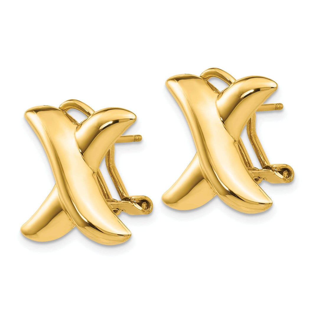 Lovely Rita's Earrings 14k Yellow Gold Polished X Omega Back Post Earring