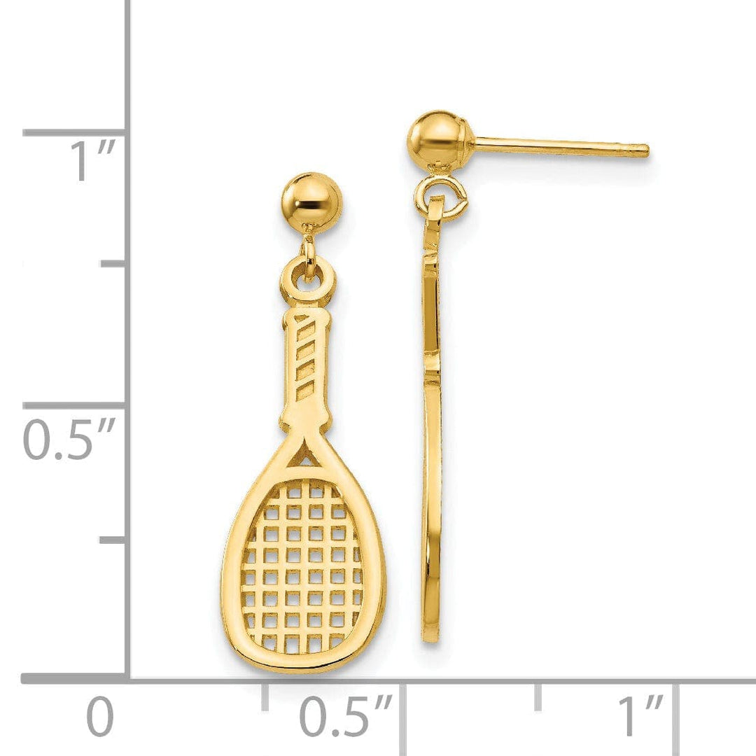 Lovely Rita's Earrings 14k Yellow Gold Racquet Dangle Post Earrings