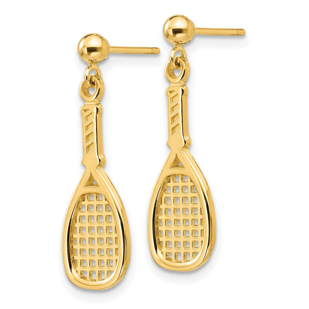 Lovely Rita's Earrings 14k Yellow Gold Racquet Dangle Post Earrings
