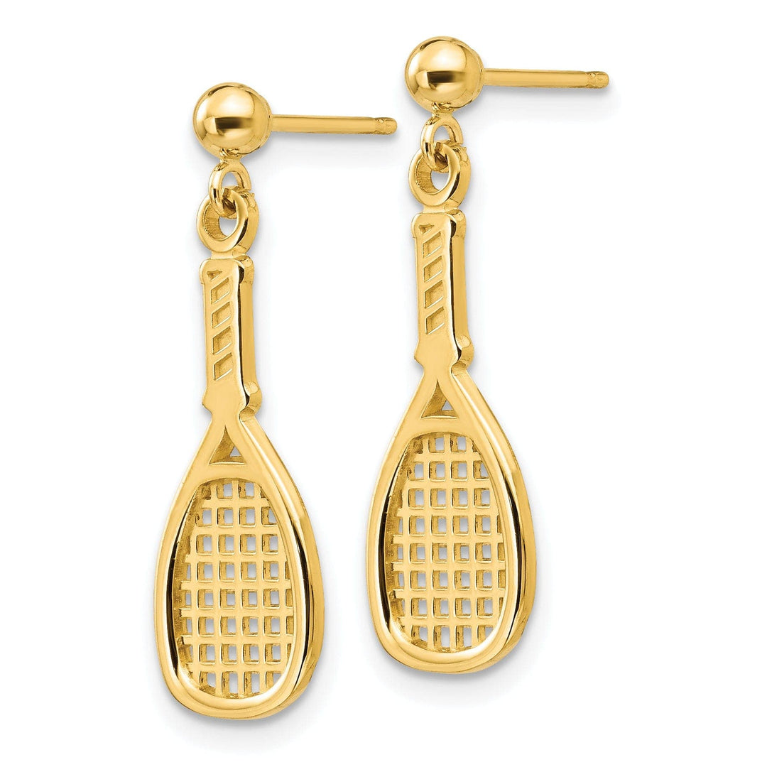 Lovely Rita's Earrings 14k Yellow Gold Racquet Dangle Post Earrings