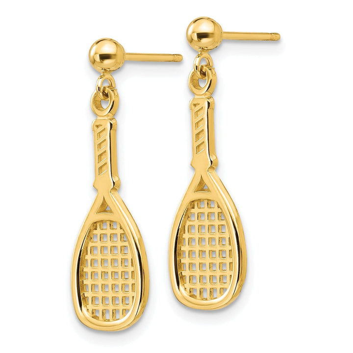 Lovely Rita's Earrings 14k Yellow Gold Racquet Dangle Post Earrings