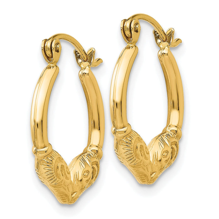 Lovely Rita's Earrings 14k Yellow Gold Ram Hoop Earrings