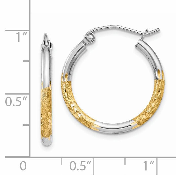 Lovely Rita's Earrings 14k Yellow Gold Rhodium 2MM Satin D.C Hoop Earring